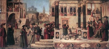 ヴィットーレ カルパッチョ Painting - ゴルディアヌス帝の娘が聖トリフン・ヴィットーレ・カルパッチョによって悪魔祓いを受ける